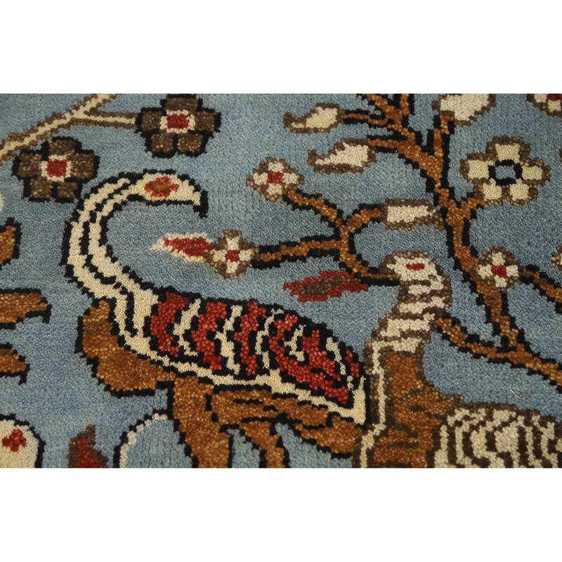 Hand Knotted Oriental 100% Wool Carpet Traditional All-Over Navy Blue & Blues Ziegler Area Rug - 13' 9'' X 9' 7''