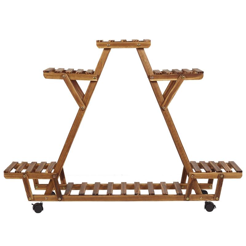Triangular Plants Stand 32 inch Tall Shelf with Wheels