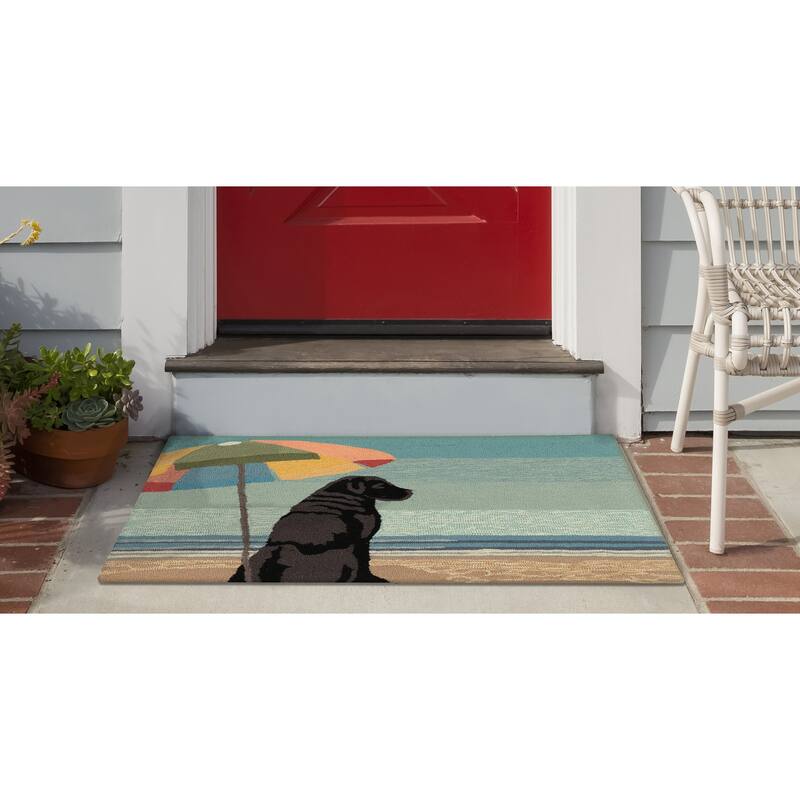 Liora Manne Frontporch Parasol And Pup Indoor/Outdoor Rug