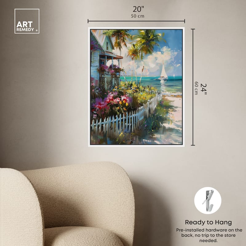 Art Remedy Local Beach House Framed Colorful Coastal 1 Piece Canvas Wall Art