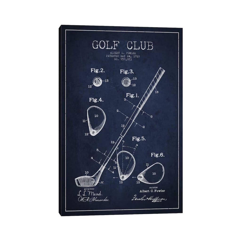 iCanvas "Golf Club Navy Blue Patent Blueprint" by Aged Pixel Canvas Print