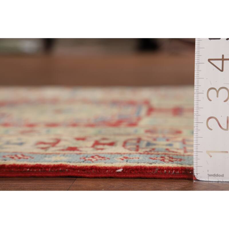Red Kazak Runner Rug Hand-Knotted Oriental Wool Carpet - 2'7" x 9'8"