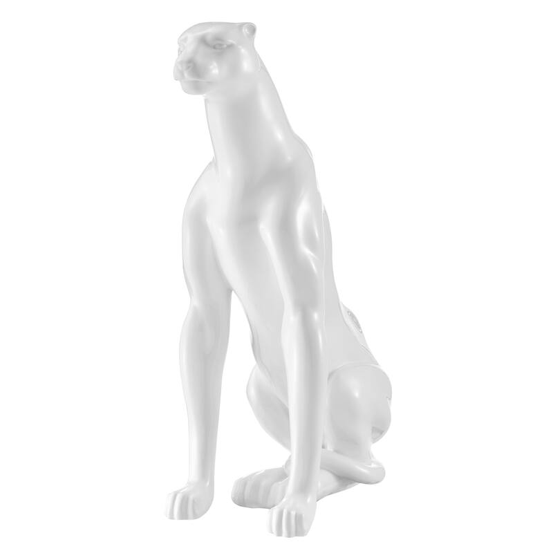 Sitting Panther Resin Sculpture - N/A