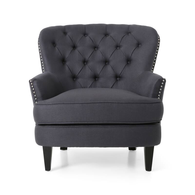 Grey 33" Upholstered Ottoman Club Chair