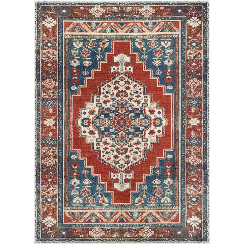 Well Woven Tulsa Ucon Persian Oriental Area Rug - 5' 3" x 7' 3" - Blue Red - Rectangle