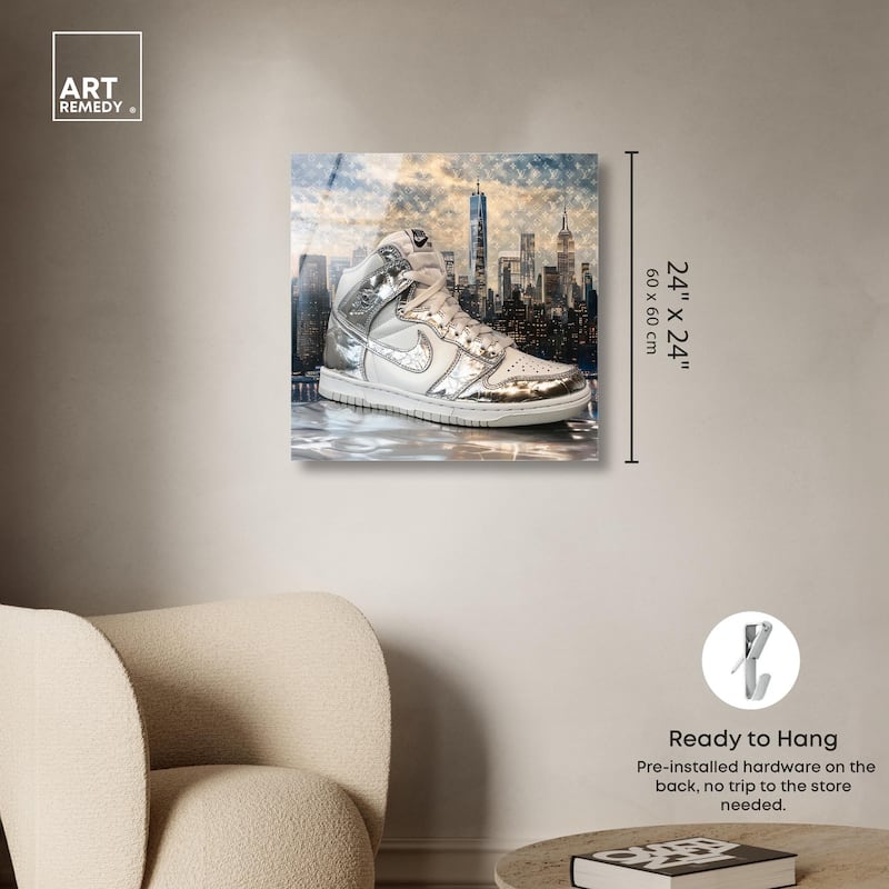 NYC Metallic Sneaker Acrylic by Art Remedy, Ready to Hang
