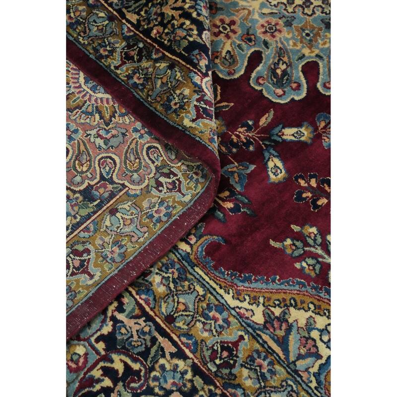 Hand Knotted Oriental 100% Wool Carpet Traditional Floral Red Kerman Area Rug - 19' 4'' X 12' 9''