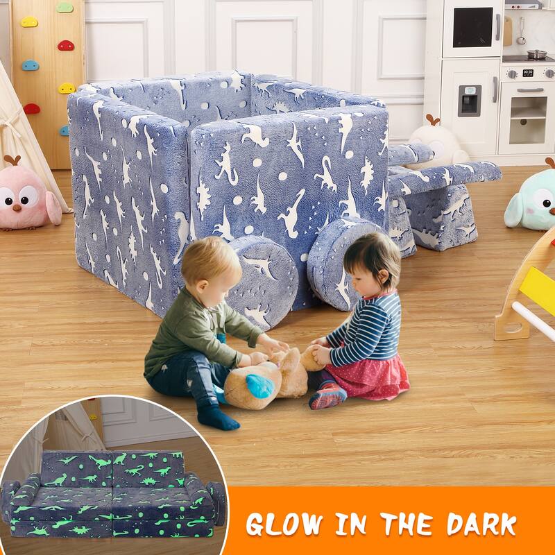 10pcs Kid's Play Couch, Multifunctional Modular Kid Convertible Sofa for Playroom, Indoor Toddler Couch for Boys Girls