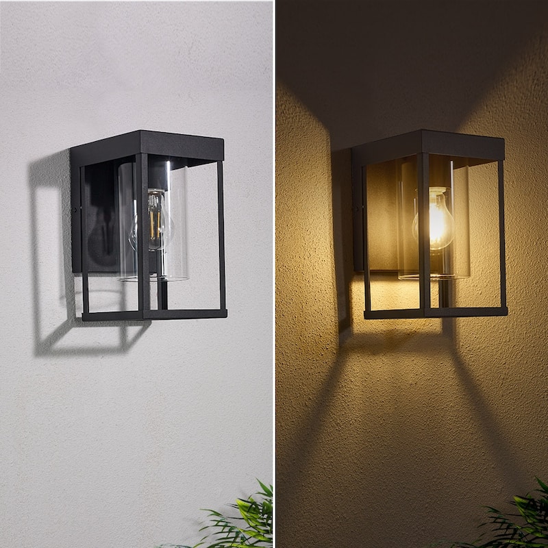 Outdoor Black Exterior Wall Lantern Sconce Light with Clear Glass 2-Pack - 9.06"H