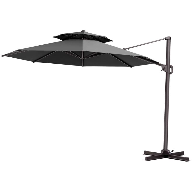VredHom 11.5FT Dual Wind Vent Offset Cantilever Canopy Patio Umbrella
