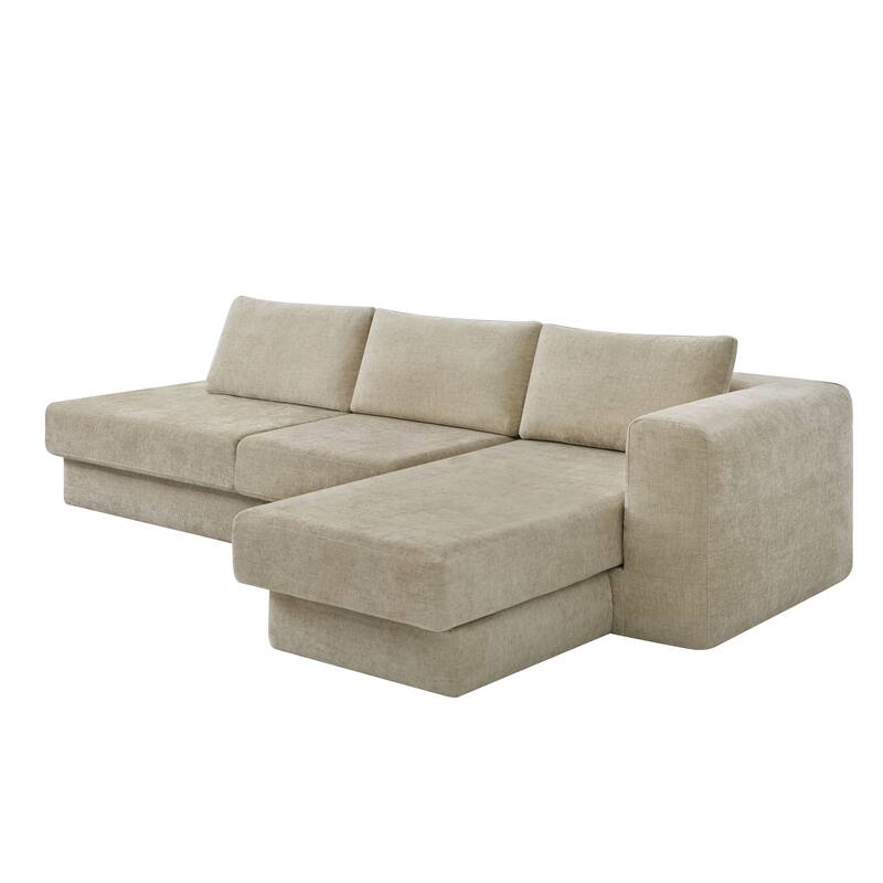 Christopher Knight Home - American Design Chenille 113" Modular Sectional Sofa with Double Layer Cushions