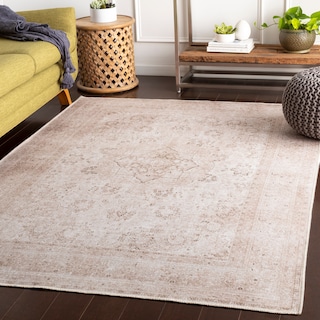 Reneer Beige Vintage Medallion Machine Washable Area Rug - 7' 10" x 10' 3"