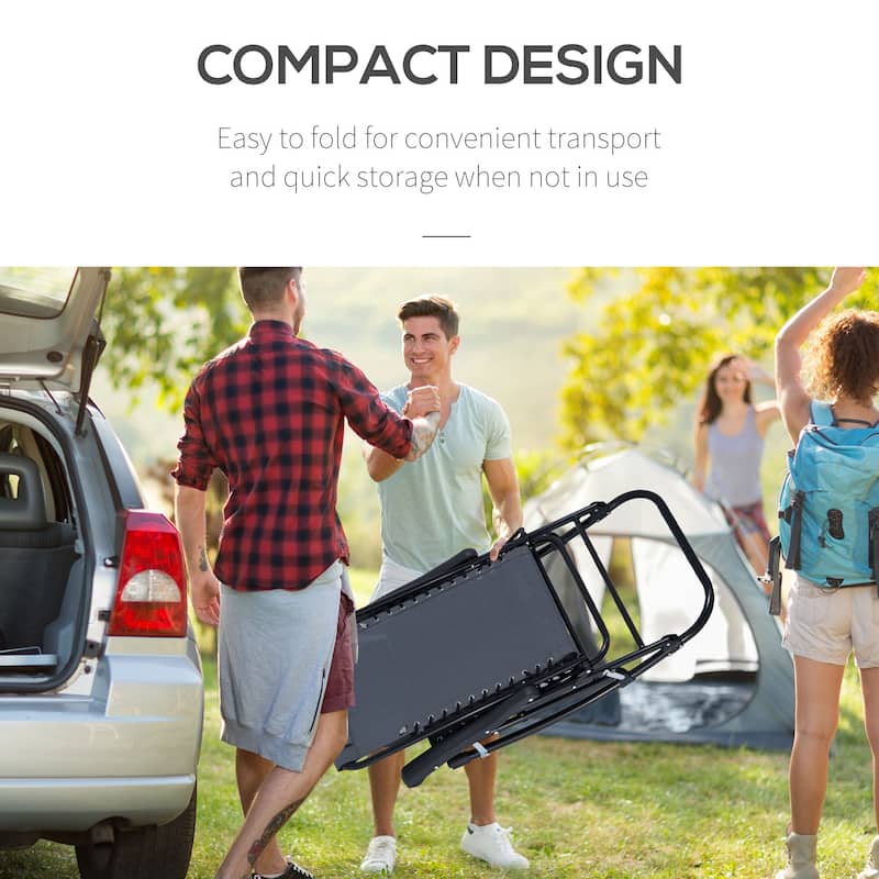 Outdoor 2-Piece Oversized Folding Rocking Camping Chair with Headrests