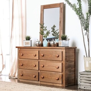 Rustic Wooden Dresser with 6 Drawers in Mahogany - Bed Bath & Beyond ...
