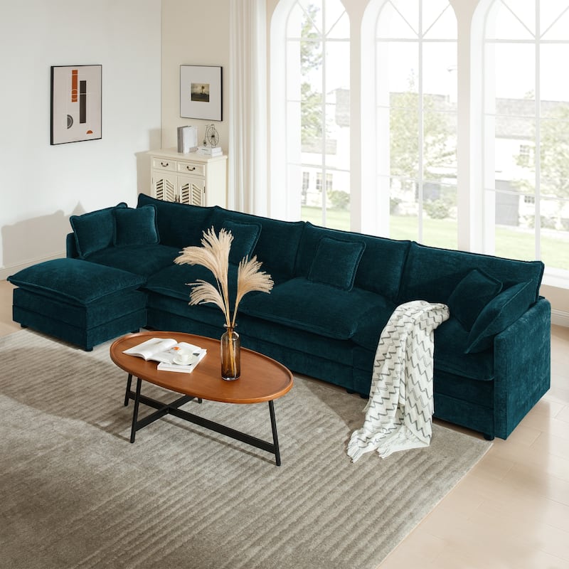 Cloud Chenille Upholstered Modular Sectional Sofa with DIY Combination Design