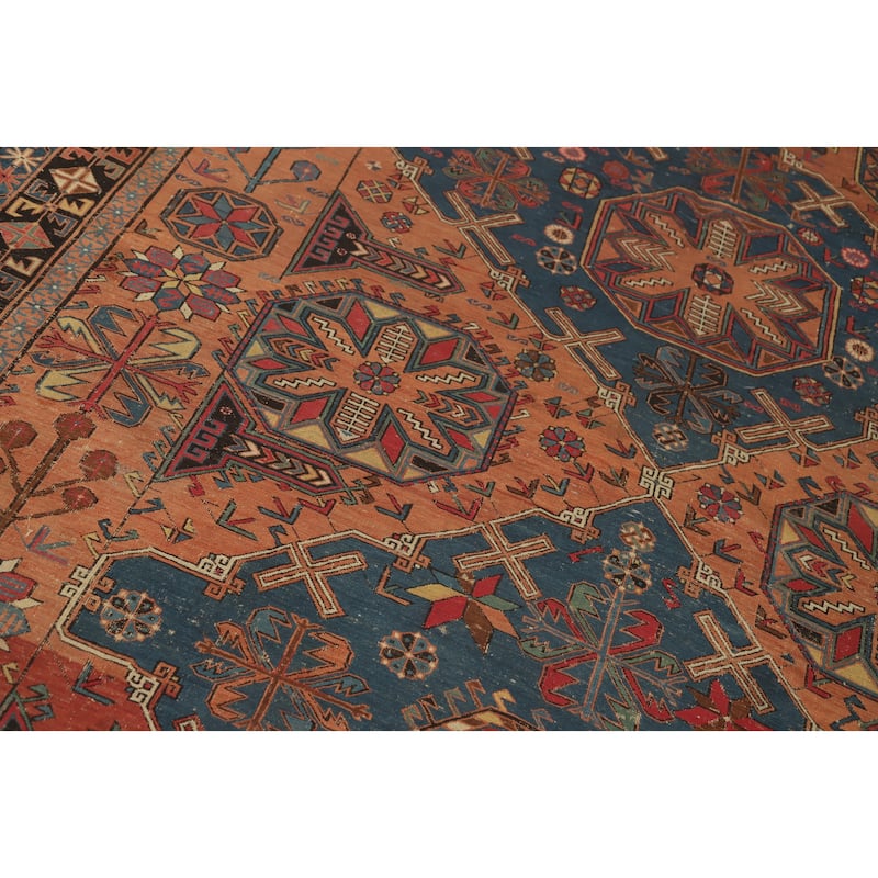 Hand Knotted Oriental 100% Wool Carpet Traditional Tribal Oranges & Rust Sumak Area Rug - 10' 6'' X 6' 8''