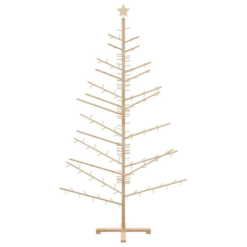 vidaXL Wooden Christmas Tree with Stand Natural/Brown Solid pine wood