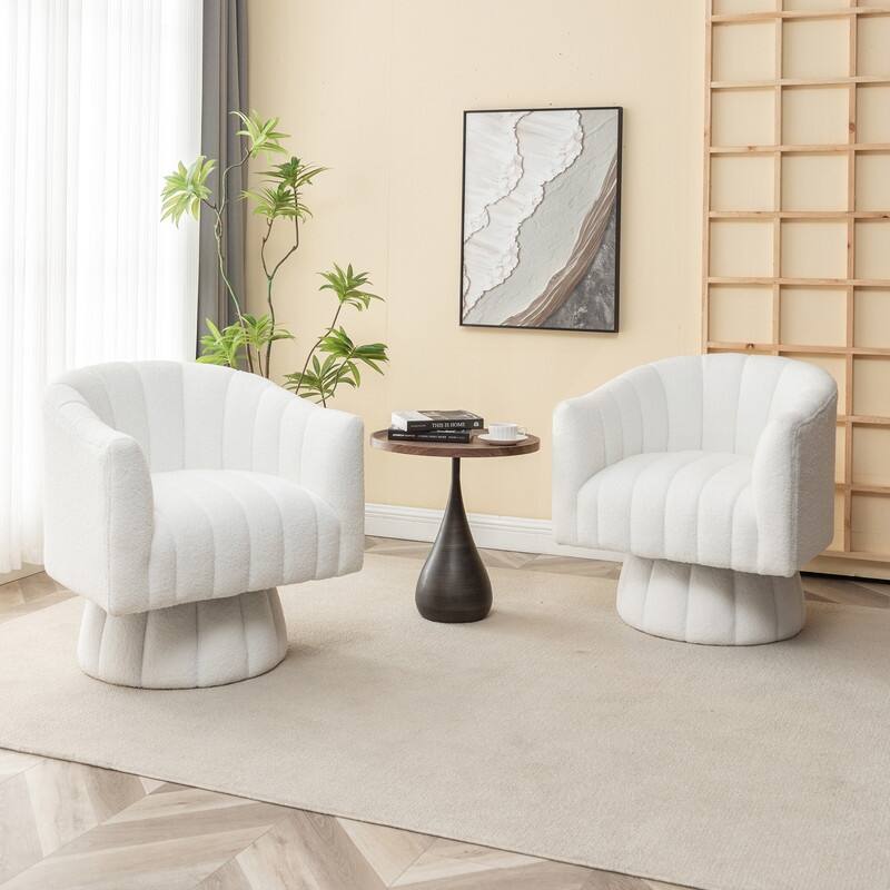 SEYNAR Modern Glam Velvet Upholstered Round Swivel Accent Barrel Chair Set of 2