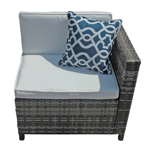 Shop Black Friday Deals On 5 Piece Patio Furniture Set All Weather Grey Pe Wicker Sectional Sofa With Glass Table Removable White Cushions 2 Pillows Overstock 32408887