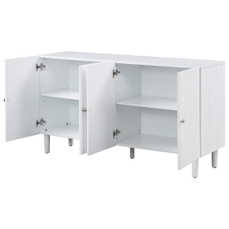 Elegant Four-Door Sideboard with Wavy Pattern Doors