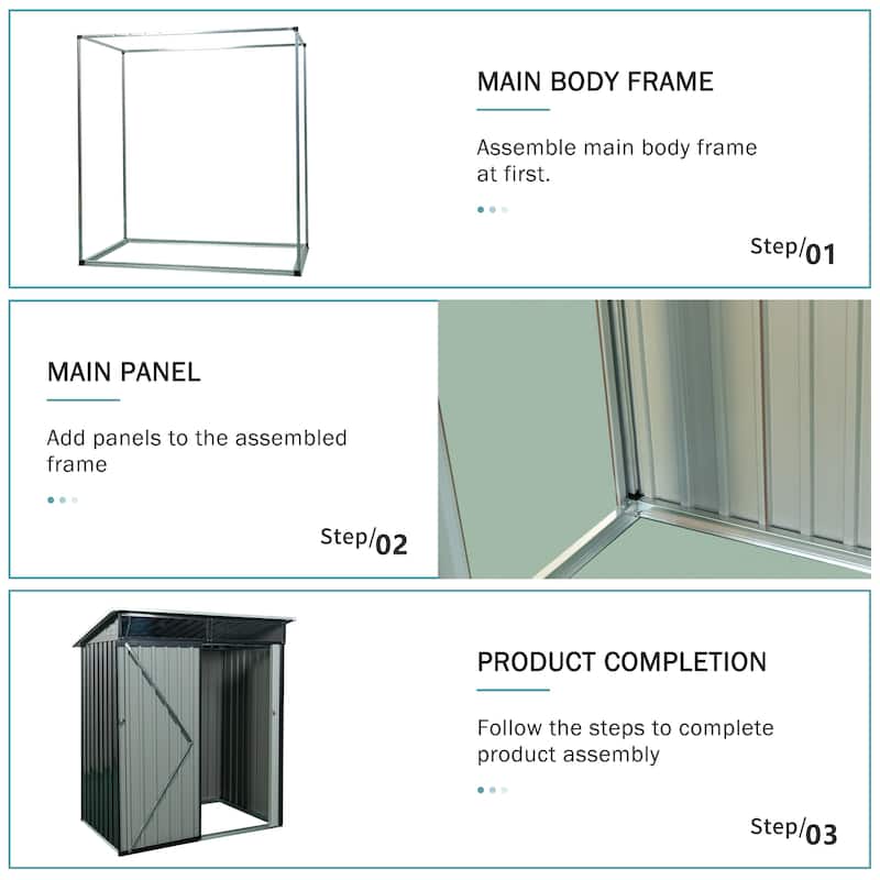 5ft x 3ft Outdoor Metal Storage Shed Transparent Plate