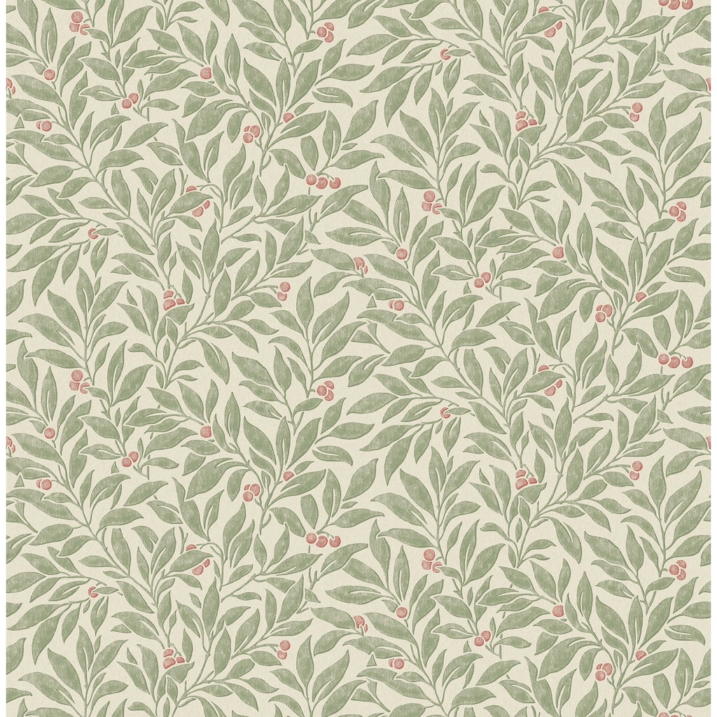 Winter Berry Green Vine Wallpaper