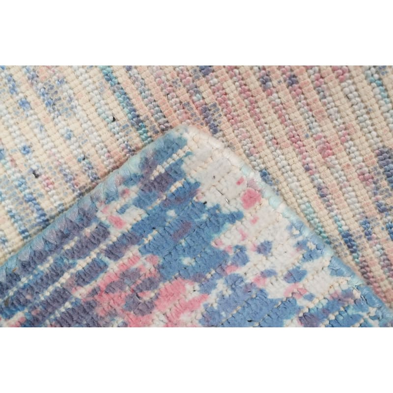 Hand Knotted Oriental Viscose Silk Carpet Modern All-Over Multi-Colored Abstract Area Rug - 4' 0'' X 2' 0''