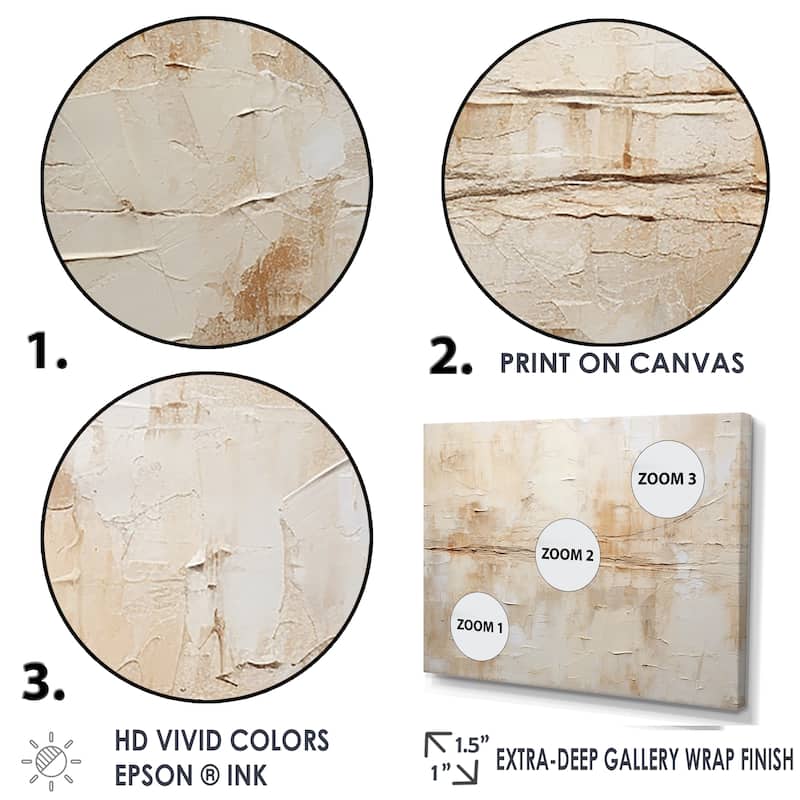 Designart "Beige And White Timeless Minimalism" Abstract Painting Framed Canvas Art Print