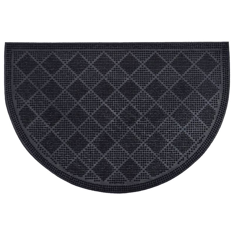 Premium Outdoor Half Round Door Mat 24x16 - Drew Checkerboard Design - 24 L x 16 W x 1/4 H