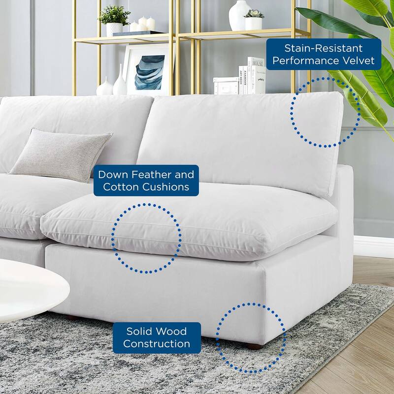 Commix Down Filled Overstuffed Velvet 5-Piece Sectional Sofa