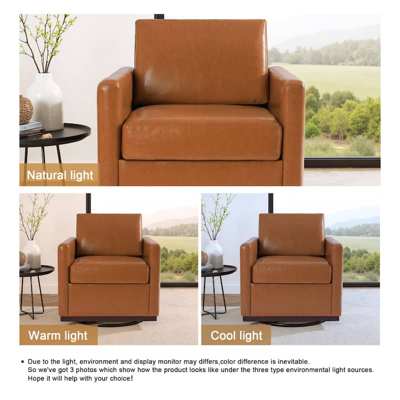 Chenille Leather Modern Swivel Accent Chair