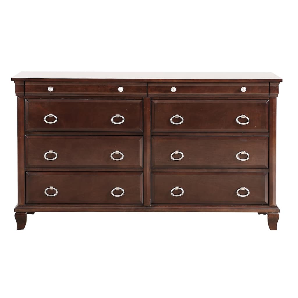 8-Drawer Cappuccino Dresser with Modern Styling, Spacious Storage Capacity, and Smooth Glide Drawer Hardware
