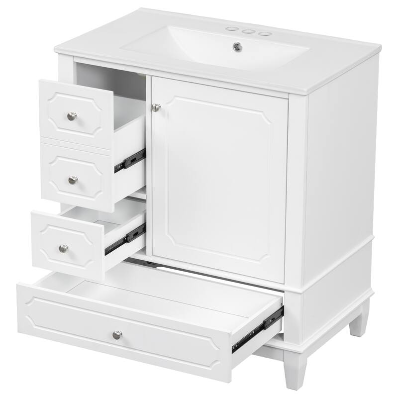 30-In Bathroom Vanity with Ceramic Sink,Soft-Close Door