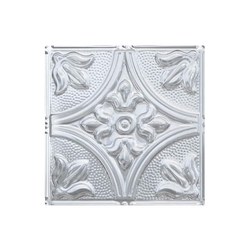 FASÄDE Traditional Style 2 Decorative Vinyl 2ft x 2ft Lay in Ceiling Panel in Brushed Aluminum (5 Pack) - 12in x 12in Sample - Brushed Aluminum