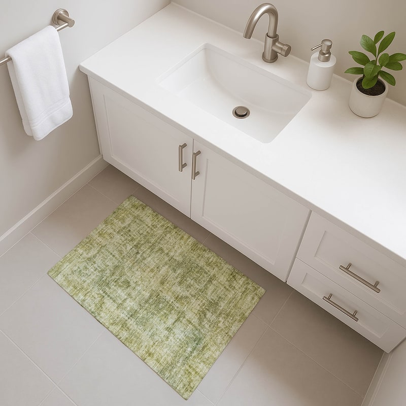 Premium Washable Super Soft Abstract Solid Mayfield Rug - Aloe - 1'8" x 2'6"