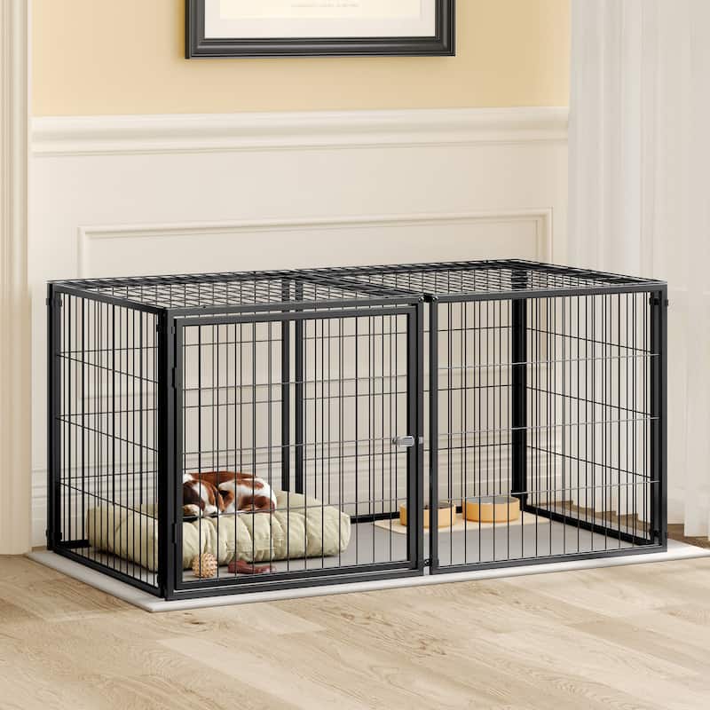GDF Studio - Weston Large 48" Dog Cage with Top Cover & Heavy Duty Indoor Pet Crate