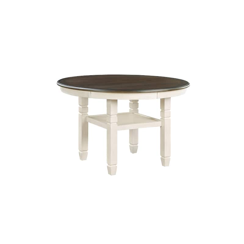 Adrea Antique White Fabric Round Dining Room Set