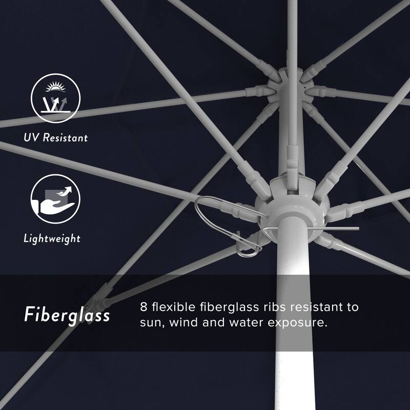 California Umbrella 7.5' Rd.. Aluminum Frame, Fiberglass Rib Market Umbrella, Push Open, White Finish, Olefin Fabric