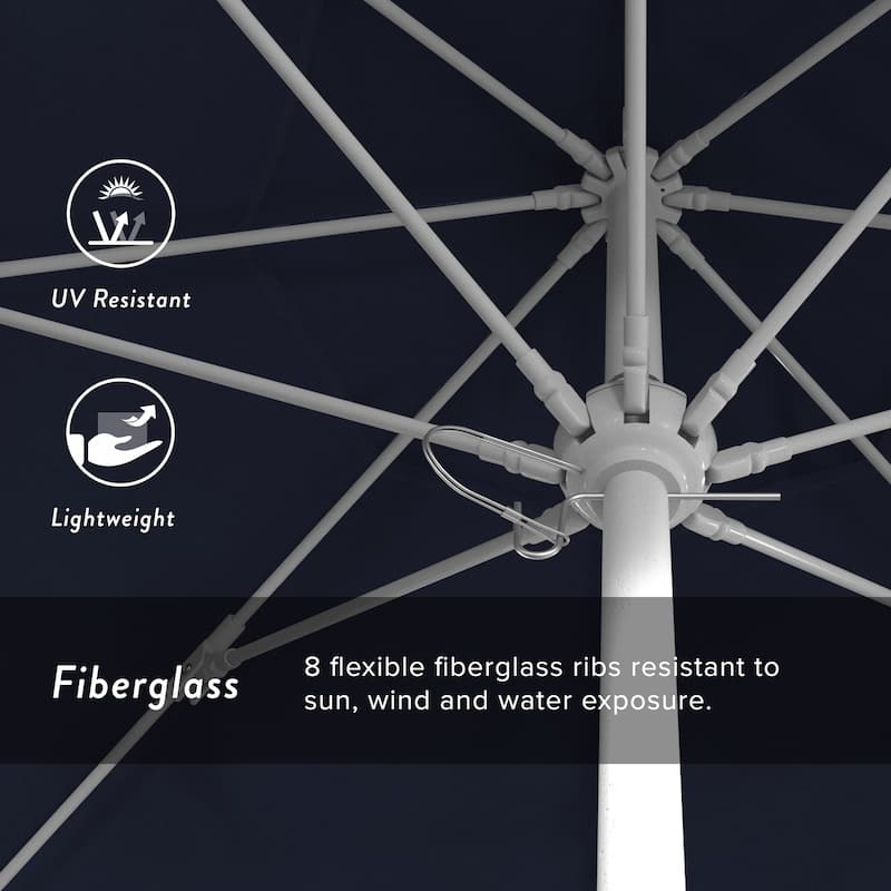 California Umbrella 75' Venture Series Patio Umbrella, White Aluminum Pole Fiberglass Ribs Push Lift Olefin