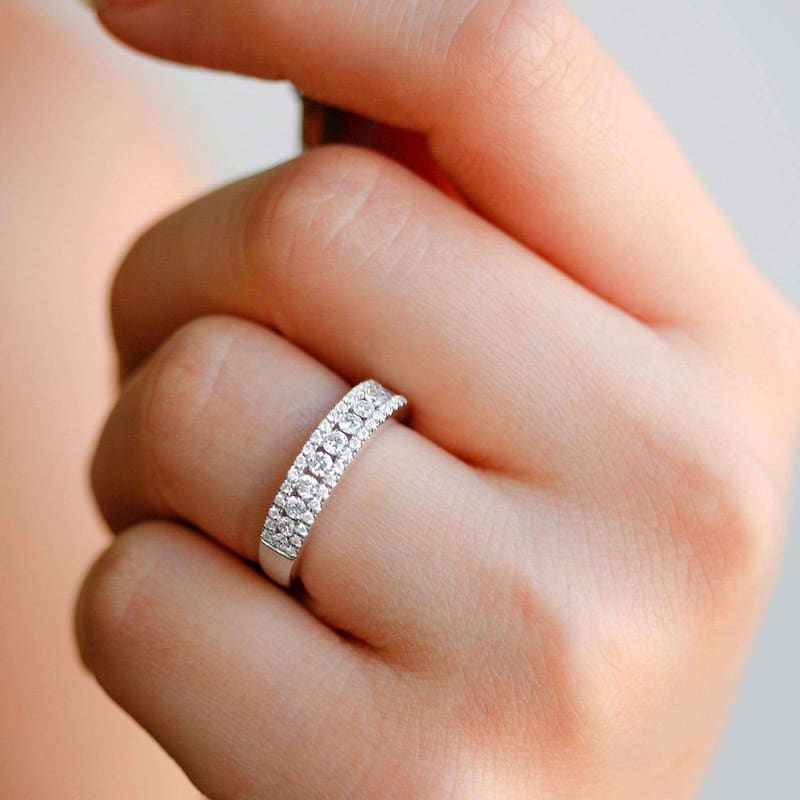 Kobelli 0.5 Carats Natural Diamond 14k White Gold Multi-row Ring