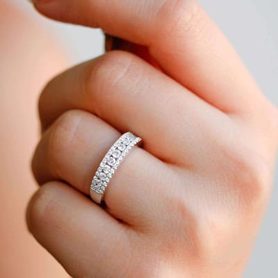 Kobelli 0.5 Carats Natural Diamond 14k White Gold Multi-row Ring