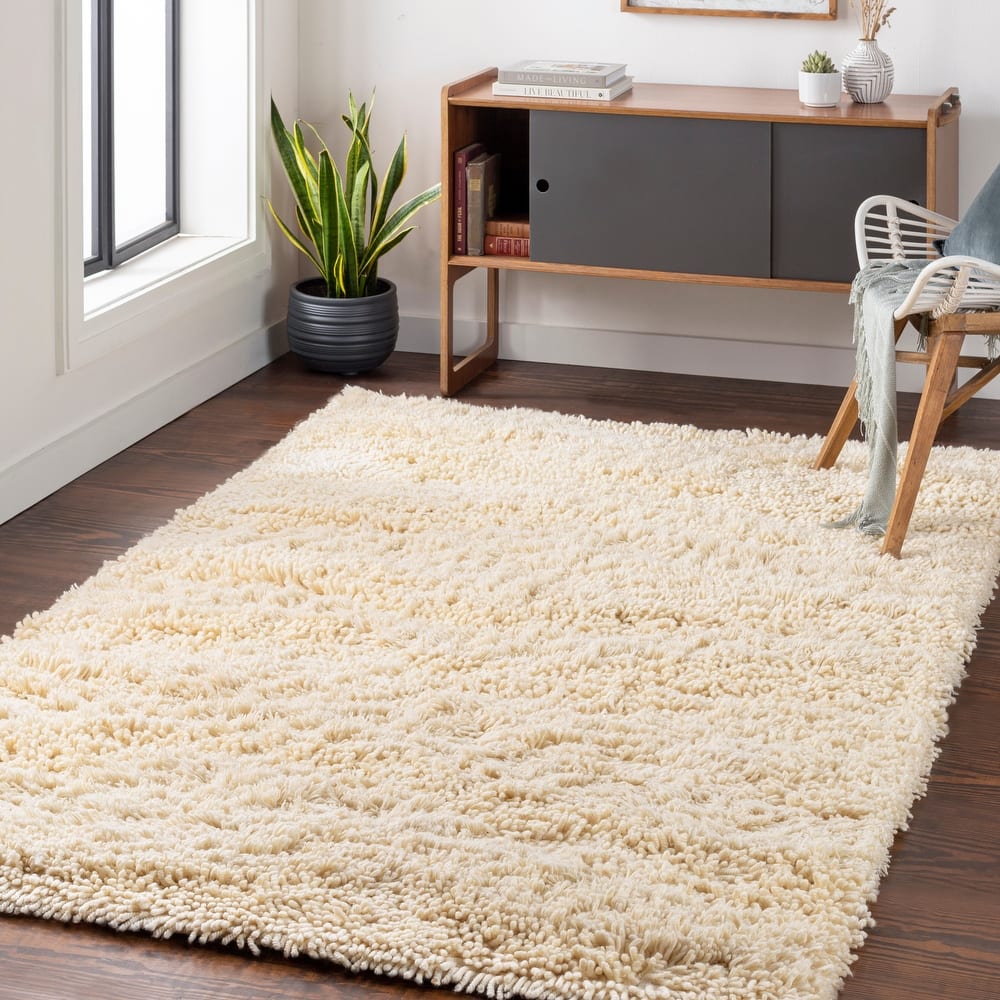 Livabliss Haukipudas Handmade Plush Shag Wool Area Rug