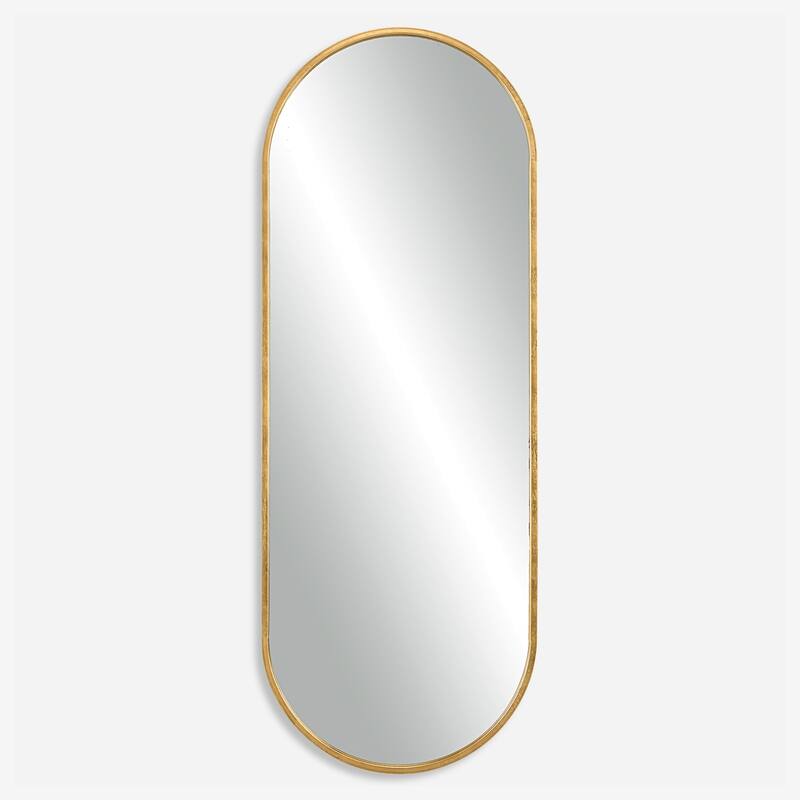 Tall Oval Vanity Mirror - 60" - Antiqued Gold Leaf Finish