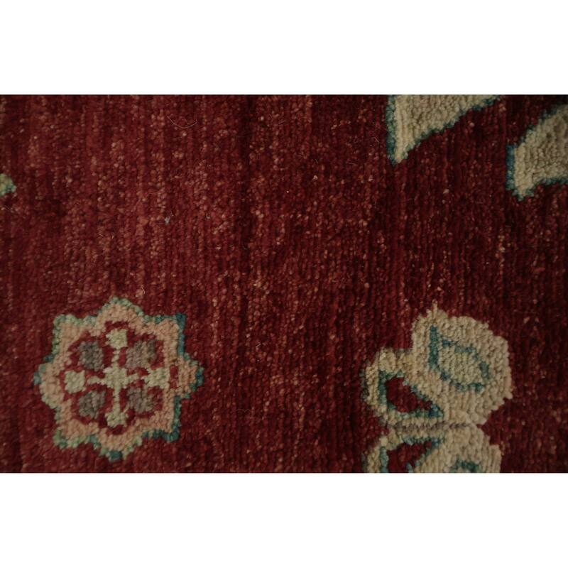 Hand Knotted Oriental 100% Wool Carpet Transitional Floral Red Oushak Area Rug - 12' 0'' X 9' 0''