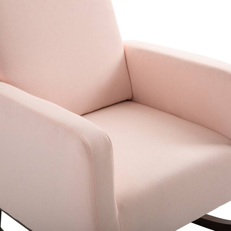 HOMCOM Fabric Rocking Chair with Curved Wood Base Padded Seat, 30.25'' W x 36.25'' D x 39.25'' H