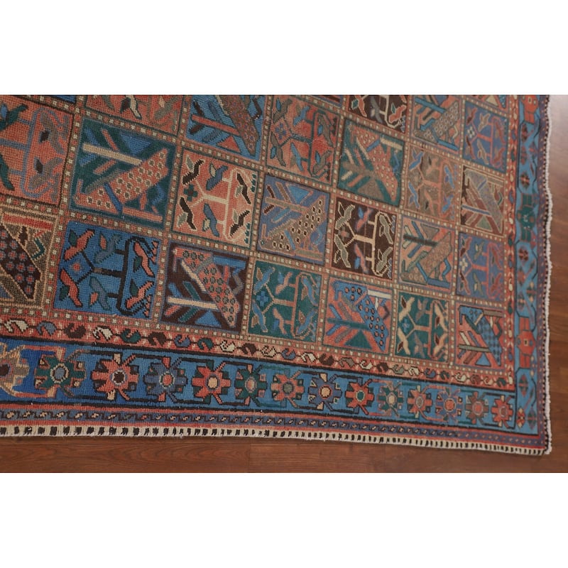 Garden Design Blue Bakhtiari Persian Vintage Rug Handmade Wool Carpet - 4'8"x 9'5"