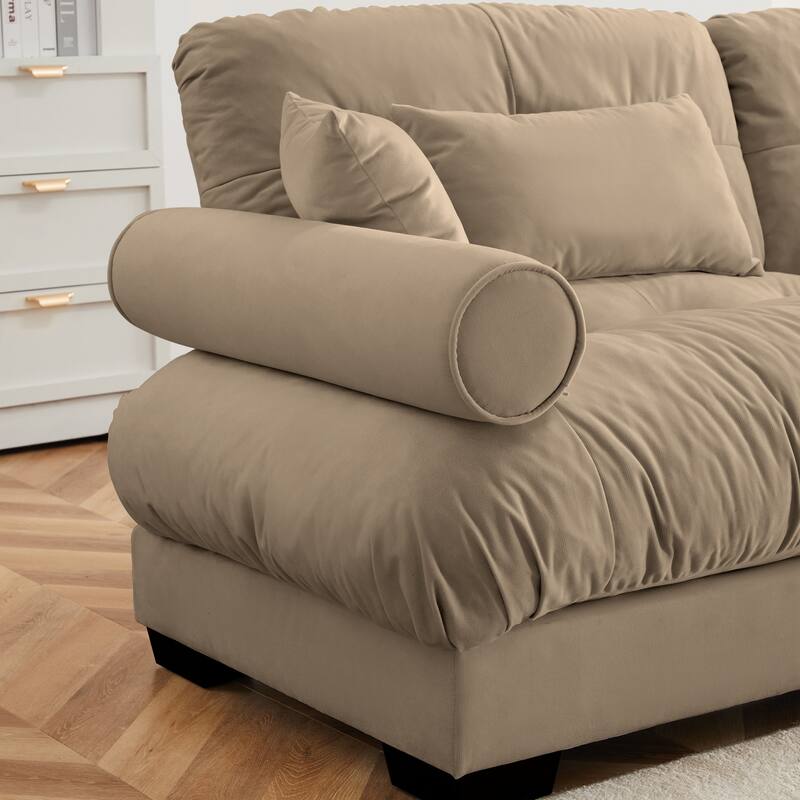 U-Shaped 4 Deep Seater Sectional Sofa with 2 Movable Ottomans & Pillows