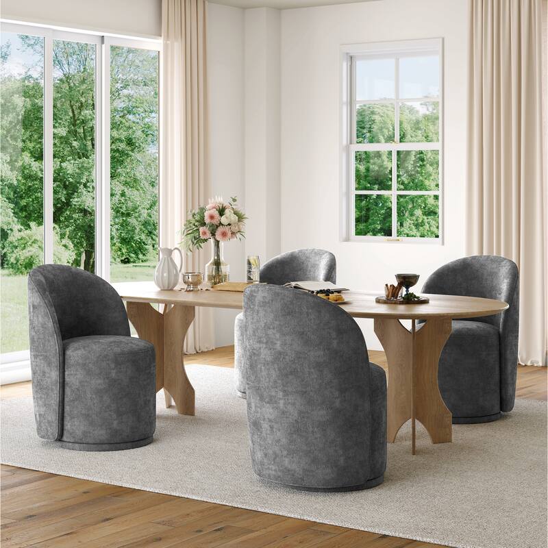 Upholstered Swivel Dining Chair Armless Barrel Chair