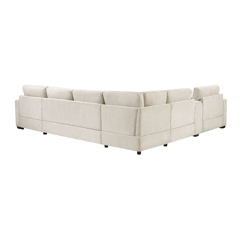 GDFStudio - 134" Modular Chenille U-Shape 5-Seat Sectional Sofa with Storage