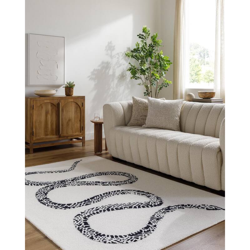 Rosemarie Casual Solid Color Wool Area Rug - Brown/Black - 2' 6" x 8'